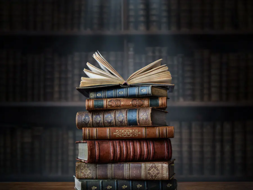pile of old books stock image